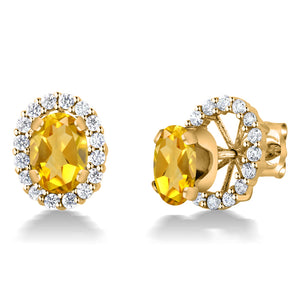 Citrine_Earrings in 925 Yellow Gold Plated Silver