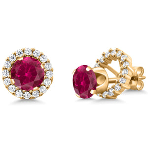 Created Ruby_Earrings in 925 Yellow Gold Plated Silver