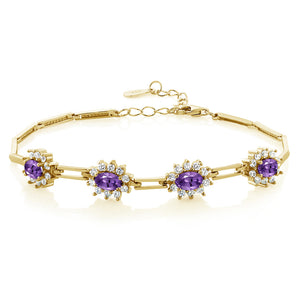 Amethyst - February_Bracelet in 925 Yellow Gold Plated Silver