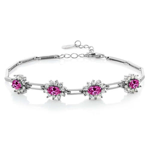 Pink Created Sapphire - September_Bracelet in 925 Sterling Silver