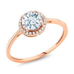 Aquamarine - March_5_Ring in 10K Rose Gold