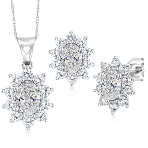 Pendant Earrings Set in 10K White Gold