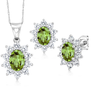 Pendant Earrings Set in 10K White Gold