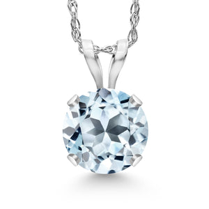 Sky Blue Topaz_White_Pendant in White