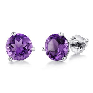 Amethyst - February_Earrings in 14K White Gold