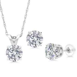 Pendant Earrings Set in 14K White Gold