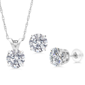 Pendant Earrings Set in 14K White Gold