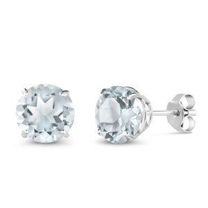 Aquamarine - March_Earrings in 18K White Gold