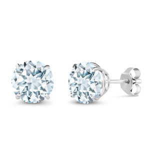 Aquamarine - March_Earrings in 18K White Gold