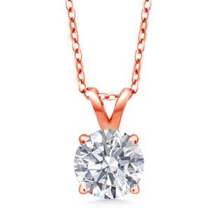 White Lab Grown Diamond - April_Pendant in 925 Rose Gold Plated Silver