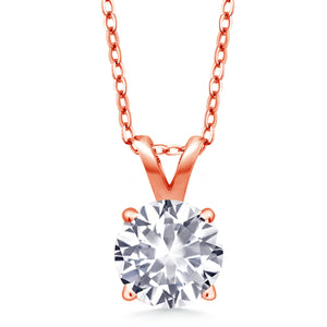 White Created Sapphire - September_Pendant in 925 Rose Gold Plated Silver