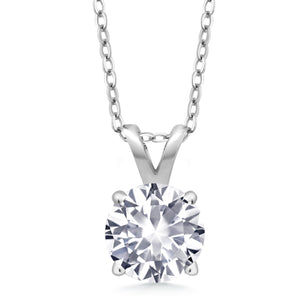 White Created Sapphire - September_Pendant in 925 Sterling Silver