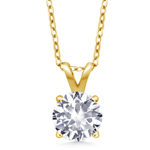 White Created Sapphire - September_Pendant in 925 Yellow Gold Plated Silver
