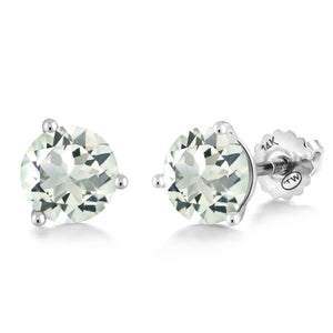Prasiolite_Earrings in 14K White Gold