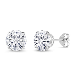 White Moissanite - April_Earrings in 10K White Gold