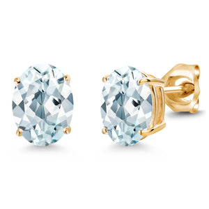 Aquamarine - March_Earrings in 14K Yellow Gold