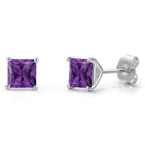 Amethyst - February_Earrings in 14K White Gold