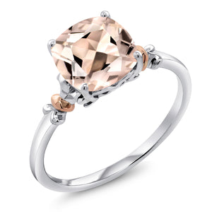 Morganite - October_5_Ring in 925 Sterling Silver and 10K Rose Gold