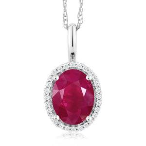 Ruby - July_Pendant in 10K White Gold