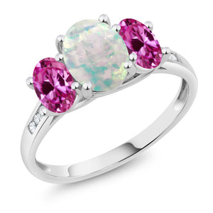 Pink Created Sapphire - September_5_Ring in 10K White Gold