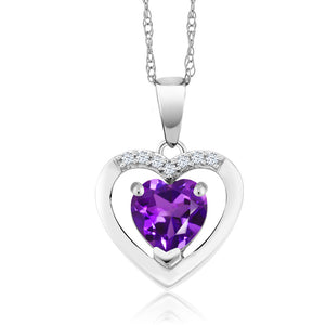 Amethyst - February_Pendant in 10K White Gold
