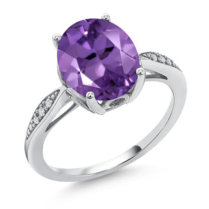 Amethyst and Diamond_Ring in 14K White Gold