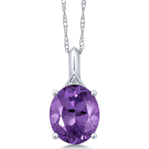 Amethyst - February_Pendant in 14K White Gold