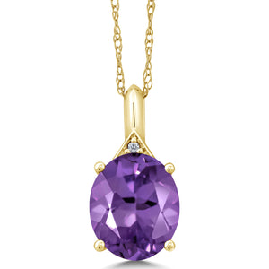 Amethyst and Diamond_Pendant in 10K Yellow Gold