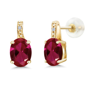 Created Ruby - July_Earrings in 10K Yellow Gold