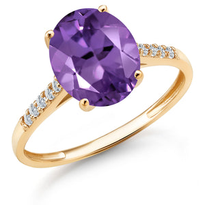 Purple and White_Ring in 10K Yellow Gold