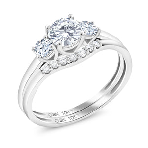 Moissanite - Created Sapphire and Lab Grown Diamond_6_Ring in 10K White Gold