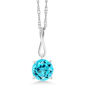 Swiss Blue Topaz_Pendant in 10K White Gold