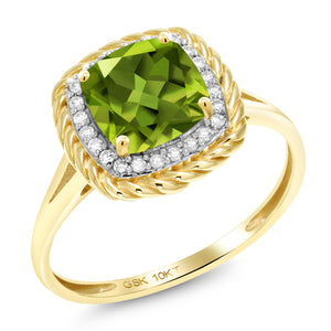 Green and White_Ring in 10K Yellow Gold