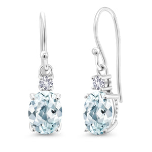 Aquamarine - March_Earrings in 10K White Gold