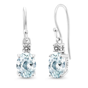 Aquamarine - March_Earrings in 10K White Gold