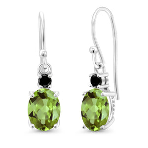 Green and Black_Earrings in 10K White Gold