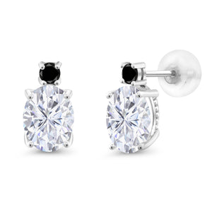 White Moissanite - April_Earrings in 14K White Gold