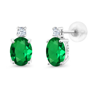 Nano Emerald - May_Earrings in 14K White Gold