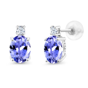Tanzanite - December_Earrings in 14K White Gold