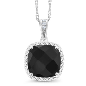 Onyx and Diamond_Pendant in 10K White Gold