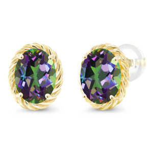 Green Mystic Topaz_Earrings in 14K Yellow Gold