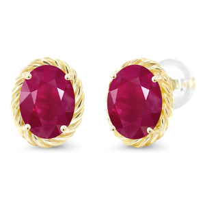 Ruby - July_Earrings in 14K Yellow Gold