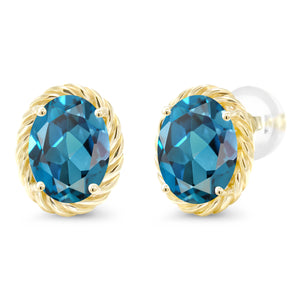 London Blue Topaz - November_Earrings in 14K Yellow Gold