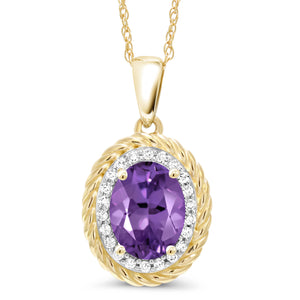 Amethyst and Diamond_Pendant in 14K Yellow Gold