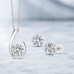 Pendant Earrings Set in 10K White Gold