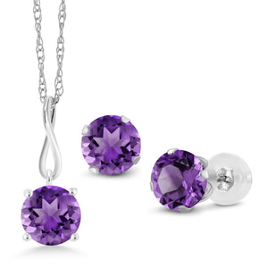Amethyst - February_Pendant Earrings Set in 10K White Gold