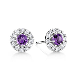 Amethyst - February_Earrings in 14K White Gold