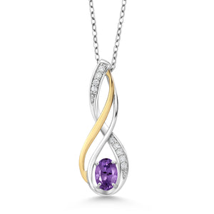 Amethyst - February_Pendant in 925 Sterling Silver and 10K Yellow Gold
