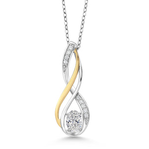 White Lab Grown Diamond - April_Pendant in 925 Sterling Silver and 10K Yellow Gold