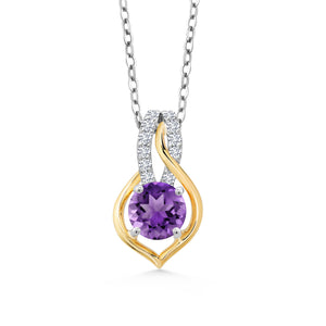 Amethyst - February_Pendant in 925 Sterling Silver and 10K Yellow Gold